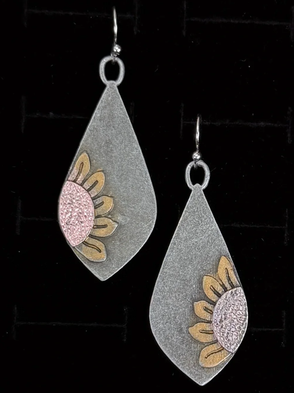 Vintage Sunflower Drop Pierced Earrings